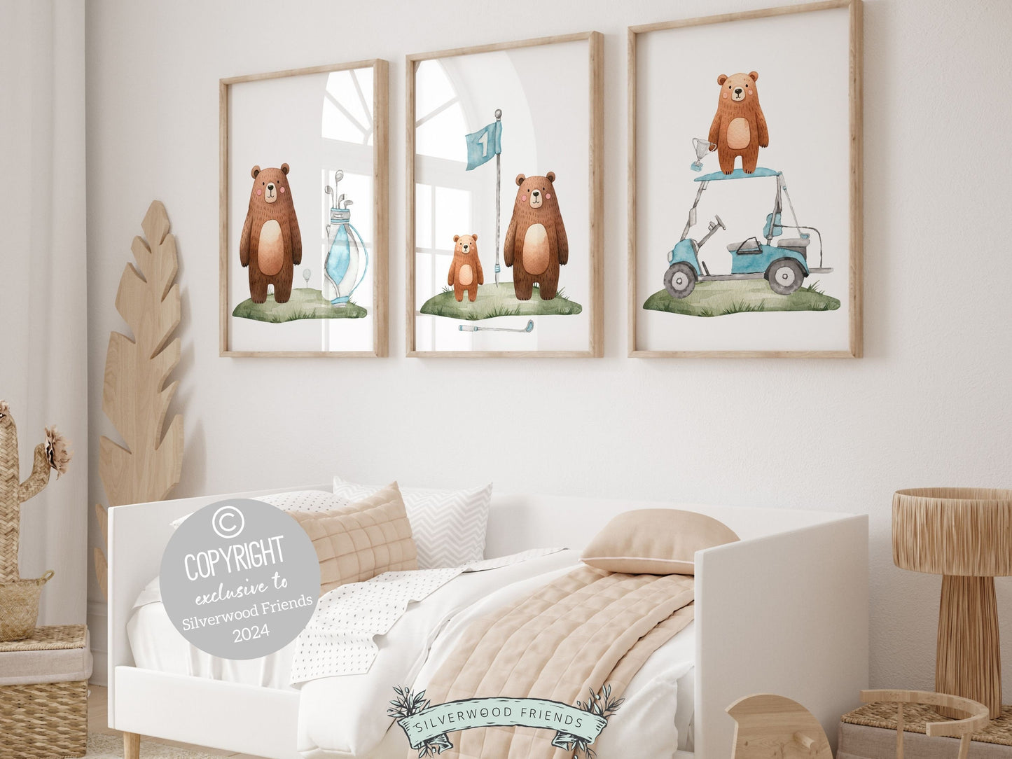 Boys Blue Golf Nursery Prints, Boys Blue Golf Nursery Decor, Toddler Boy Sport Room Wall Decor, Animals Playing Golf Picture Digital Print