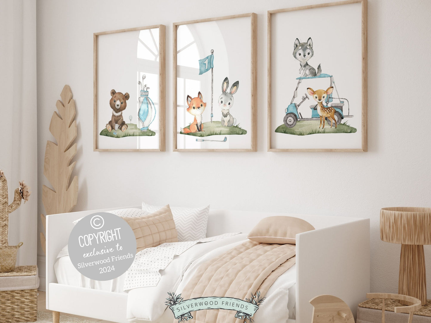Boys Blue Golf Nursery Prints, Boys Blue Golf Nursery Decor, Toddler Boy Sport Room Wall Decor, Animals Playing Golf Picture Digital Print