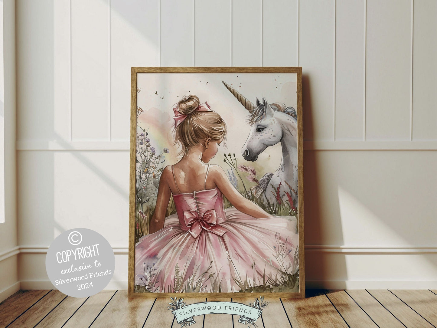 Baby Girl Unicorn Nursery Print, Unicorn Ballerina Nursery Decor, Wildflower Nursery Wall Art, Floral Ballet Fantasy Nursery Digital Print