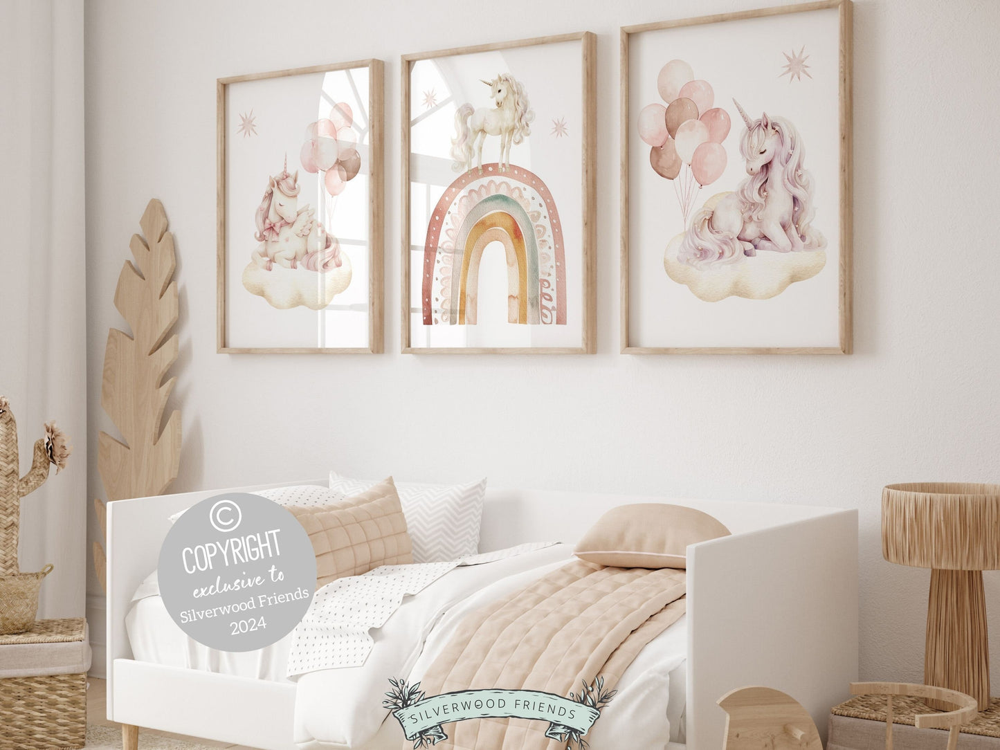 Baby Girls Unicorn Nursery Prints, Girls Fantasy Nursery Decor Fairytale Nursery Wall Art, Pink Magical Princess Horse Nursery Digital Print