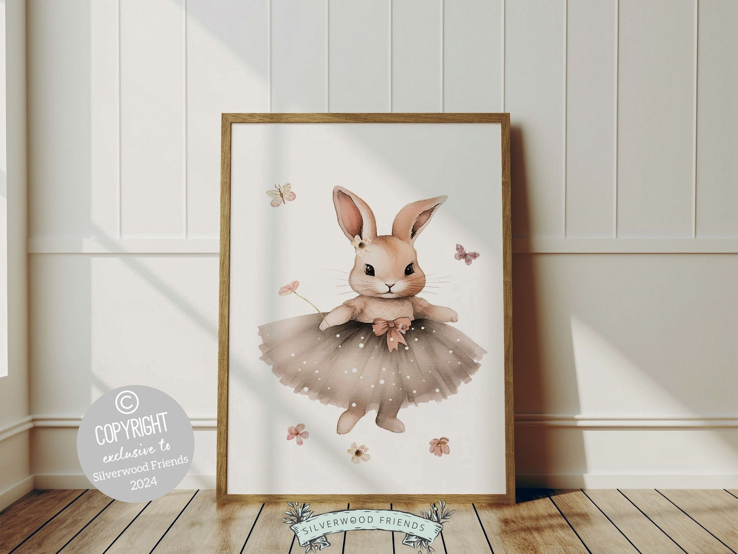 ORIGINAL Bunny Nursery Print Gift For Baby Girl Bunny Wildflower Nursery Decor, Kids Ballet Bedroom Ballerina Bunny Nursery Digital Print