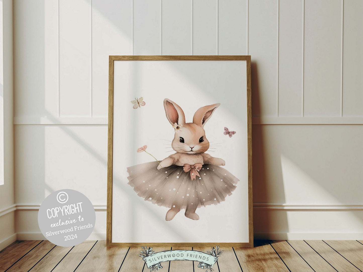 ORIGINAL Bunny Nursery Print Gift For Baby Girl Bunny Wildflower Nursery Decor, Kids Ballet Room Decor Ballerina Bunny Nursery Digital Print