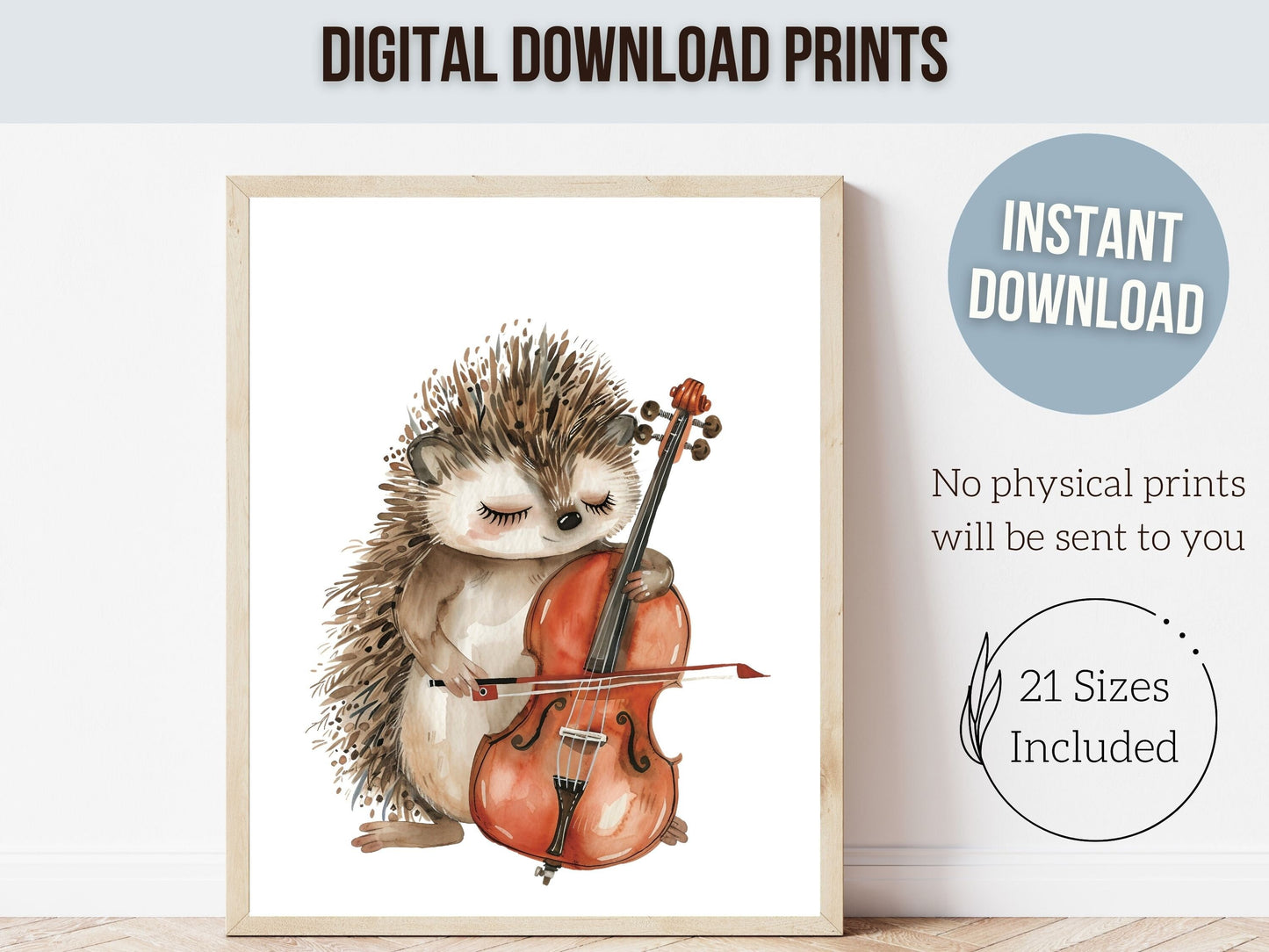 Woodland Musical Animal Nursery Prints, Woodland Music Nursery Decor, Woodland Animals Playing Instruments Nursery Wall Art Digital Print