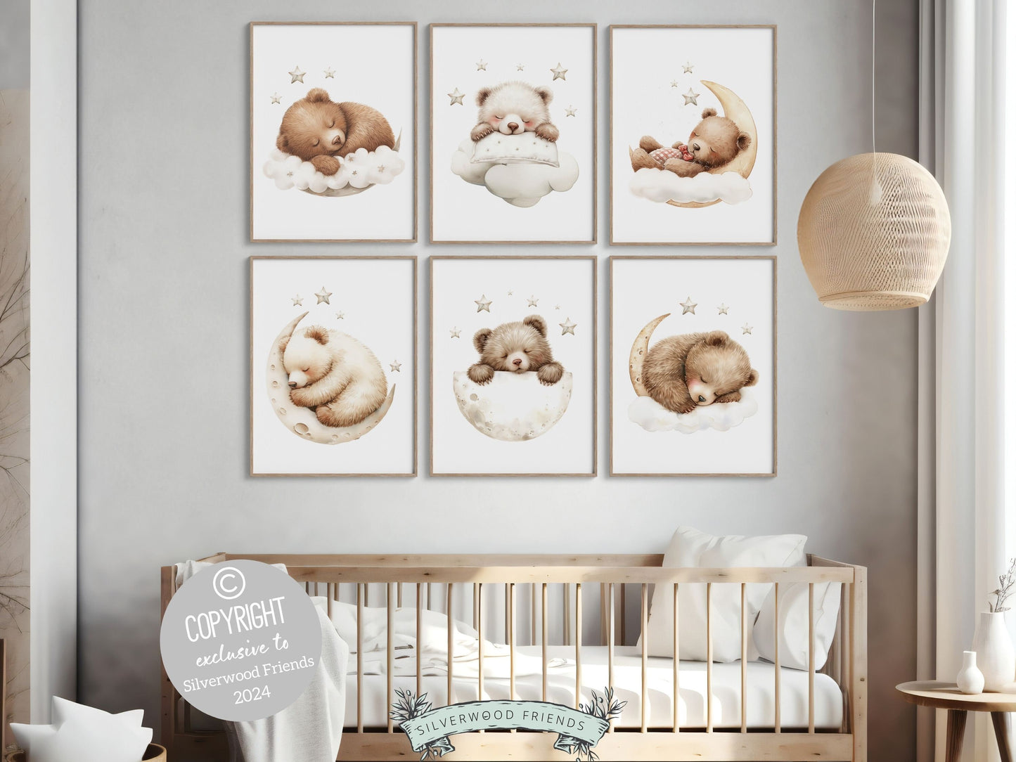 ORIGINAL Teddy Bear Nursery Prints, Teddy Bear Nursery Decor, Gender Neutral Brown Bear Nursery Wall Art, Kids Room Wall Decor Digital Print