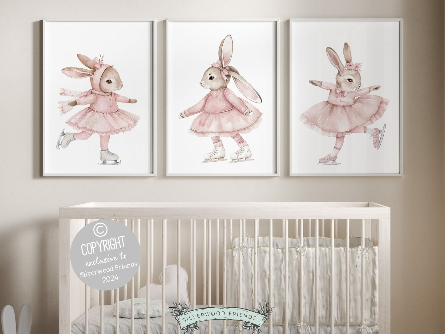 Figure Skating Bunny Nursery Print, Baby Girl Nursery Print, Ballerina Bunny Nursery Decor, Ice Skating Gift Girls Sport Room Digital Print