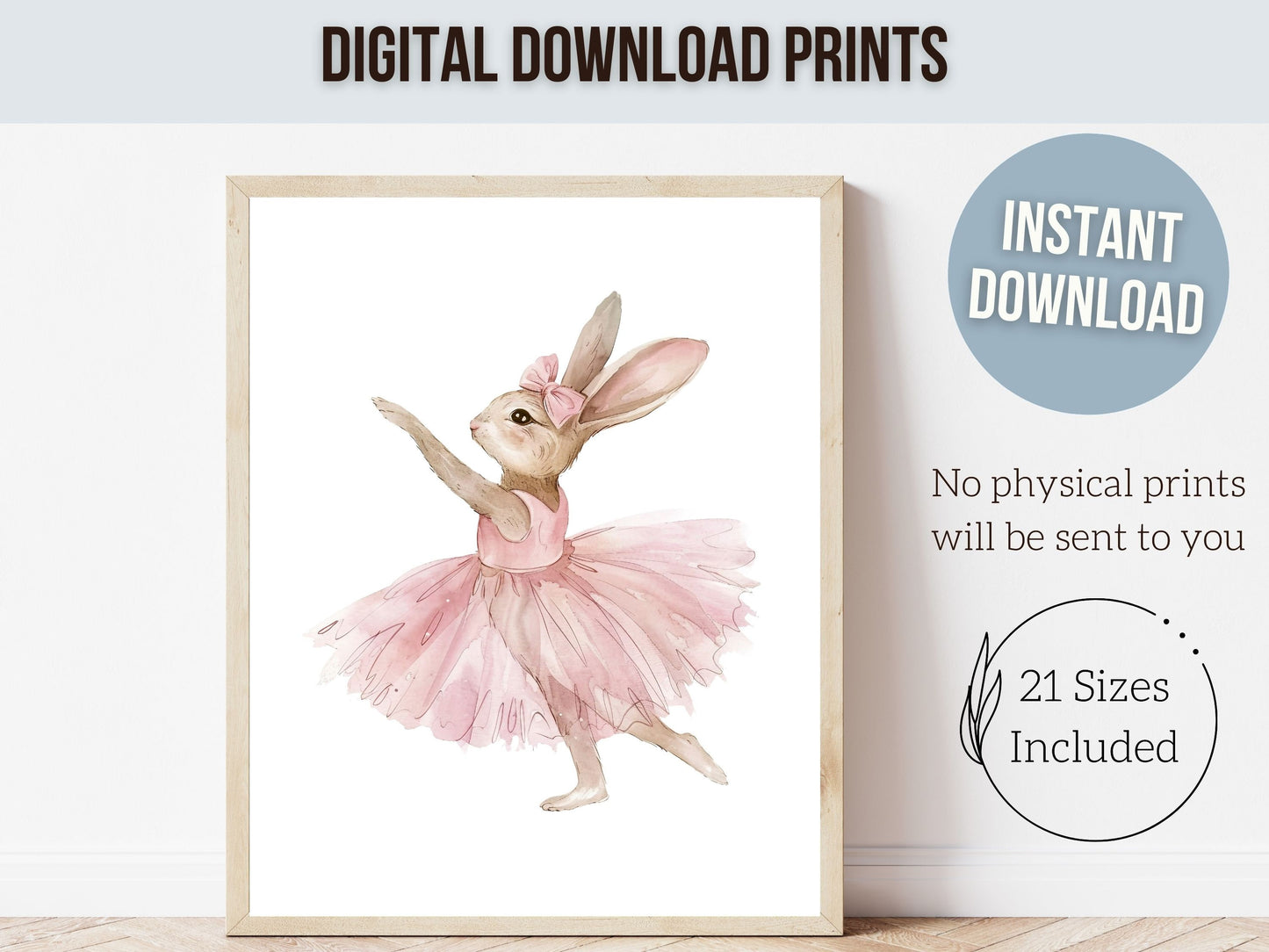 ORIGINAL Bunny Nursery Print Gift For Baby Girl Ballerina Bunny Nursery Decor, Kids Boho Ballet Room Ballerina Bunny Wall Art Digital Print