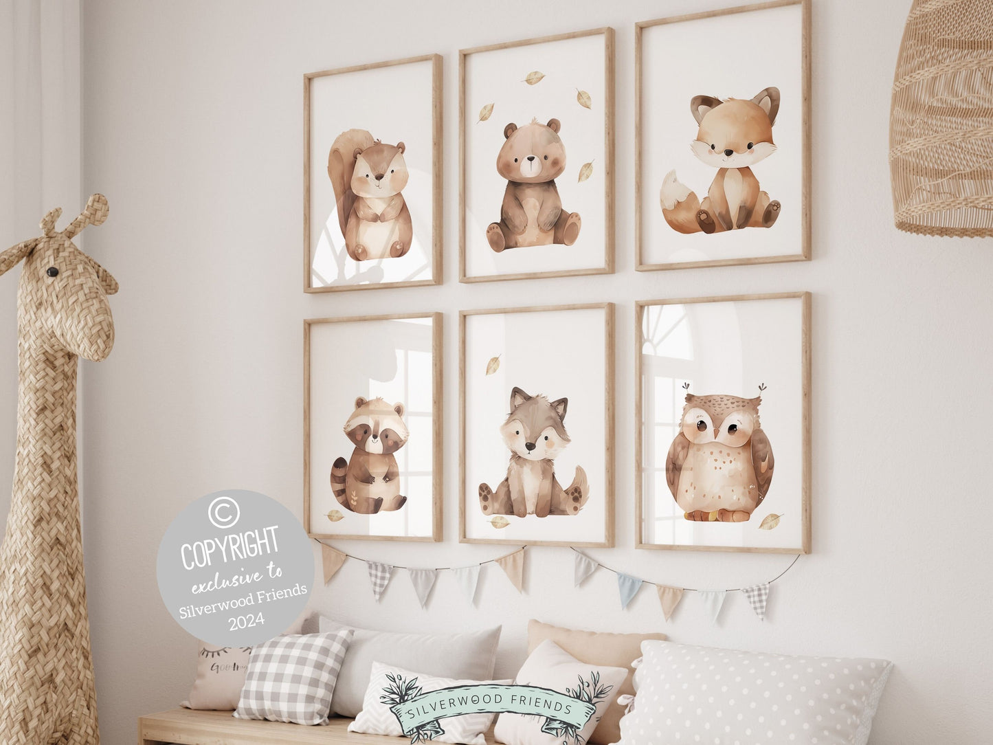 ORIGINAL Woodland Animal Nursery Prints, Woodland Nursery Decor, Kids Forest Theme Room Wall Decor Neutral Nursery Wall Art Digital Prints