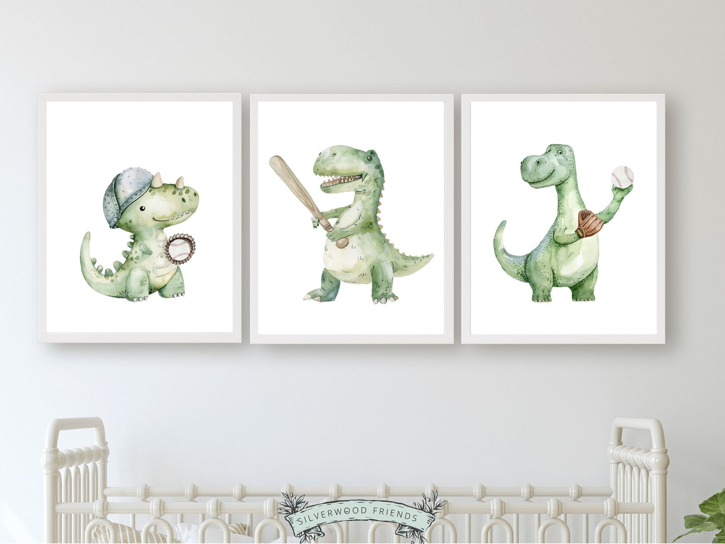 Baseball Nursery Prints, Baby Boy Dinosaur Baseball Nursery Decor, Sport Theme Wall Art, Dino Toddler Room, Boys Room Baseball Digital Print