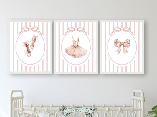 Ballet Prints, Ballerina Nursery Decor, Blush Pink Baby Girl's Ballerina Nursery Wall Art, Newborn Ballet Gift, Ballet Nursery Digital Print