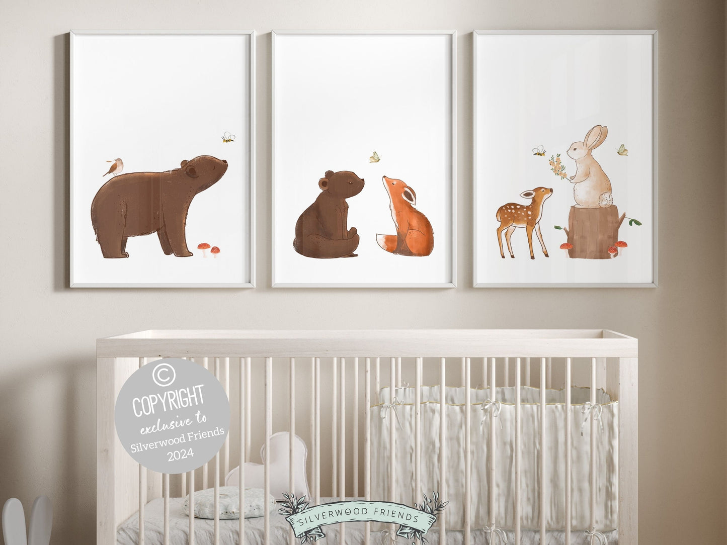 Woodland Animal Print, Boho Woodland Animal Nursery Decor, Baby Forest Animal Nursery Wall Art,Baby Room Decor Neutral Nursery Digital Print