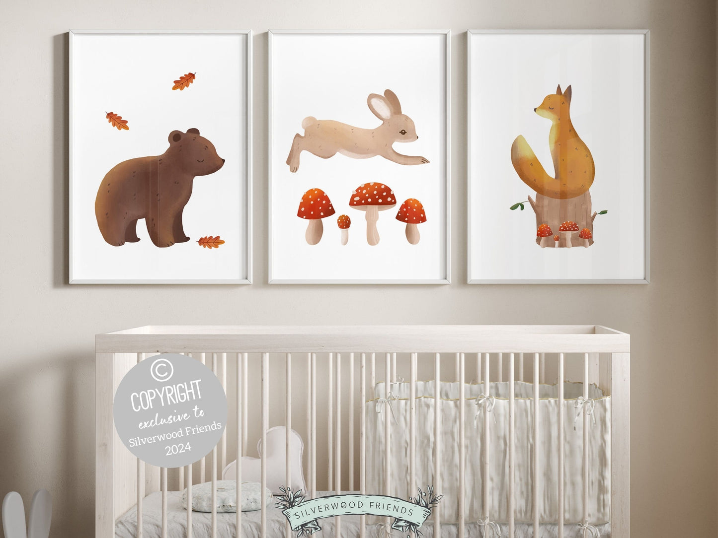 Woodland Mushroom Nursery Print Gift For Kids Woodland Mushroom Nursery Decor, Boho Kids Room Wall Decor Nature Nursery Theme Digital Prints