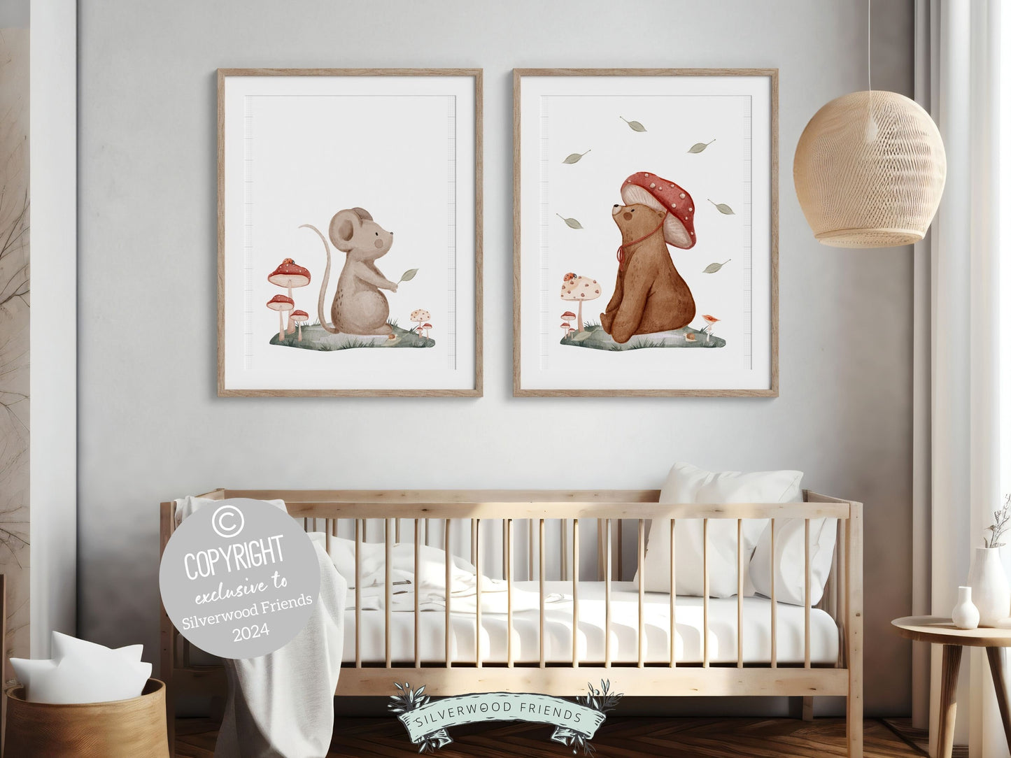 Woodland Mushroom Nursery Print, Woodland Mushroom Nursery Decor, Toddler Wall Decor Whimsical Woodland Nature Neutral Nursery Digital Print
