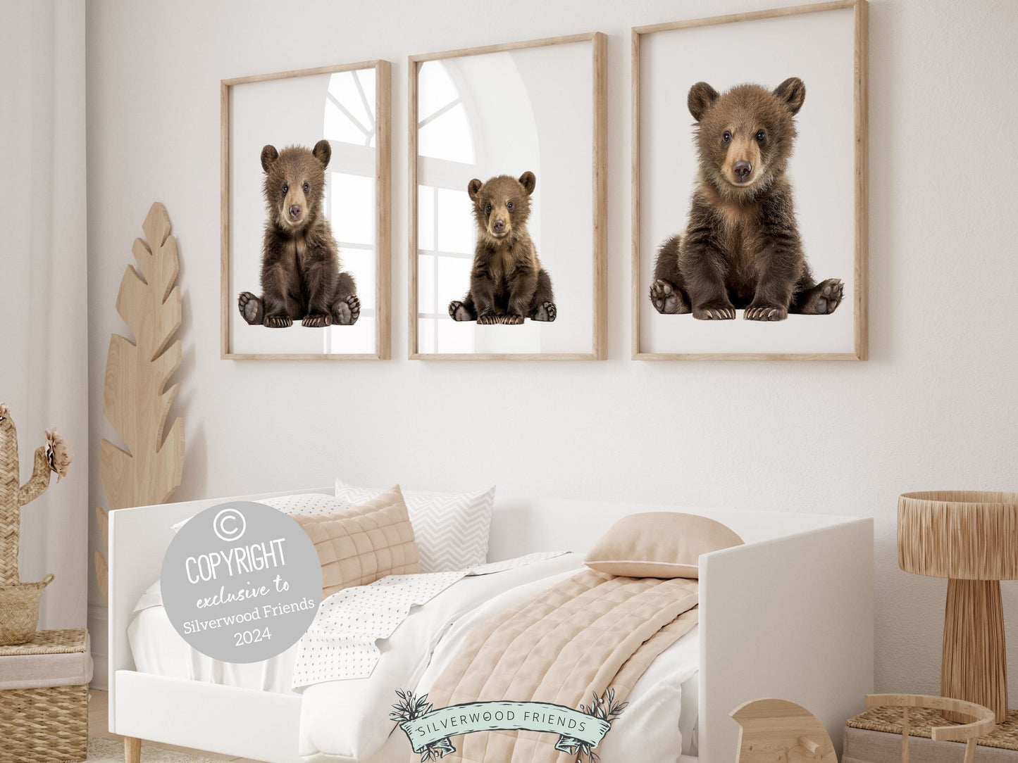 Bear Nursery Prints, Teddy Bear Nursery Decor, Neutral Woodland Nursery Decor, Nursery Wall Art, Kids Forest Room Wall Decor Digital Prints