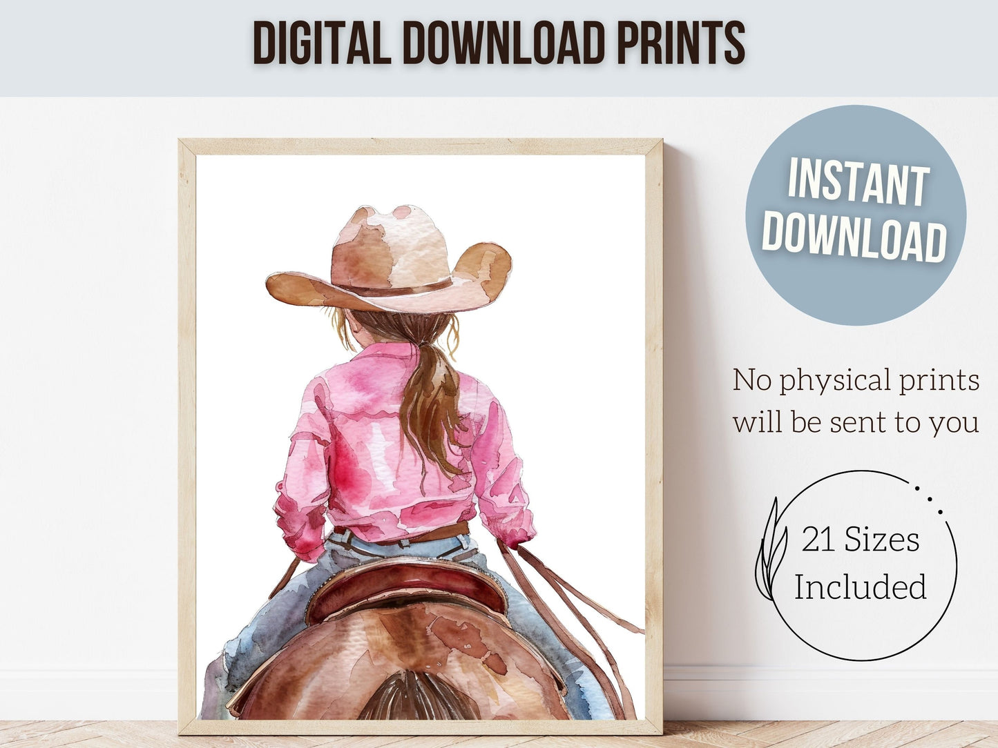 Cowgirl Horse Nursery Print, Cowgirl Horse Nursery Decor, Baby Girl Western Nursery Decor, Equestrian Nursery Wall Art Horse Digital Print