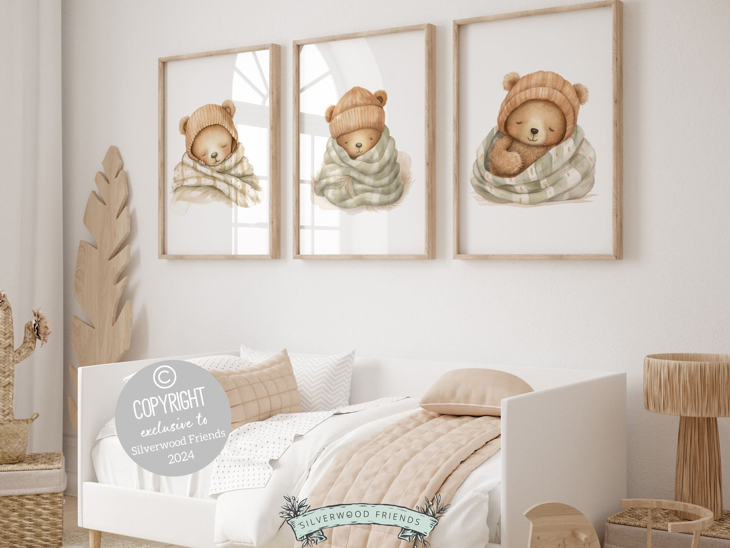 ORIGINAL Teddy Bear Nursery Prints, Teddy Bear Nursery Decor, Gender Neutral Beige Teddy Bear Nursery Wall Art Gift Digital Download Prints