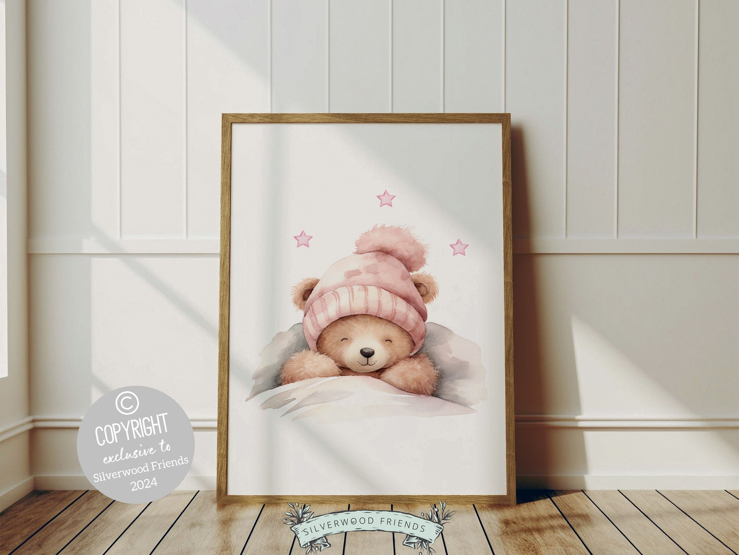 Baby Girls Teddy Bear Nursery Prints, Teddy Bear Nursery Decor, Pink Teddy Bear Nursery Wall Art, Baby Girl Room Wall Decor Digital Prints