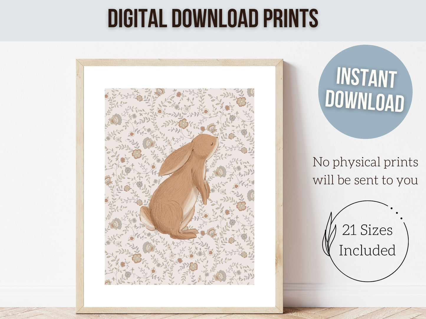 Bunny Wildflowers Nursery Print - Set of 3