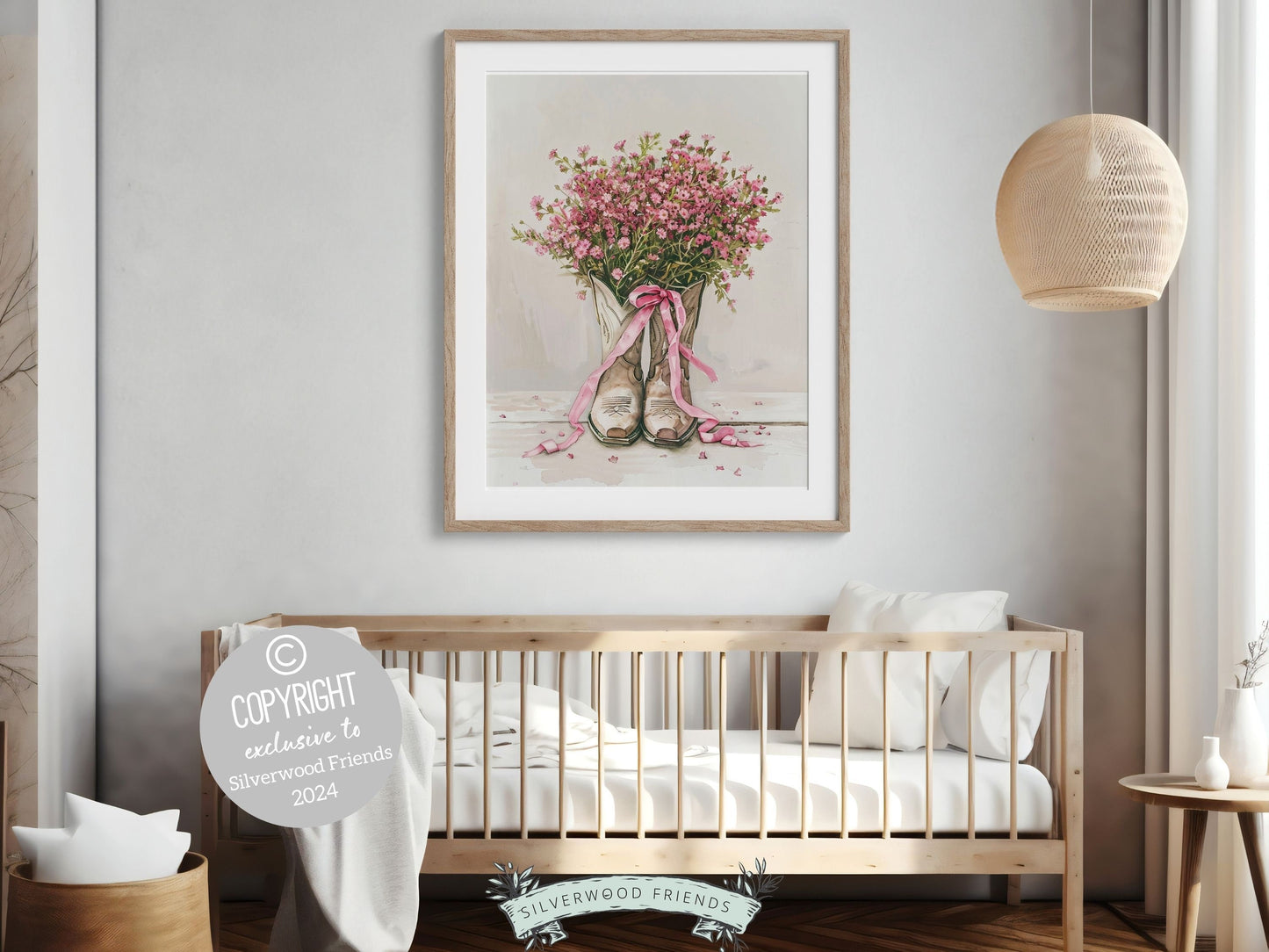 Cowgirl Boots Print, Cowgirl Nursery Decor, Floral Western Nursery Decor Coastal Cowgirl Aesthetic Trendy Dorm Room Wall Decor Digital Print