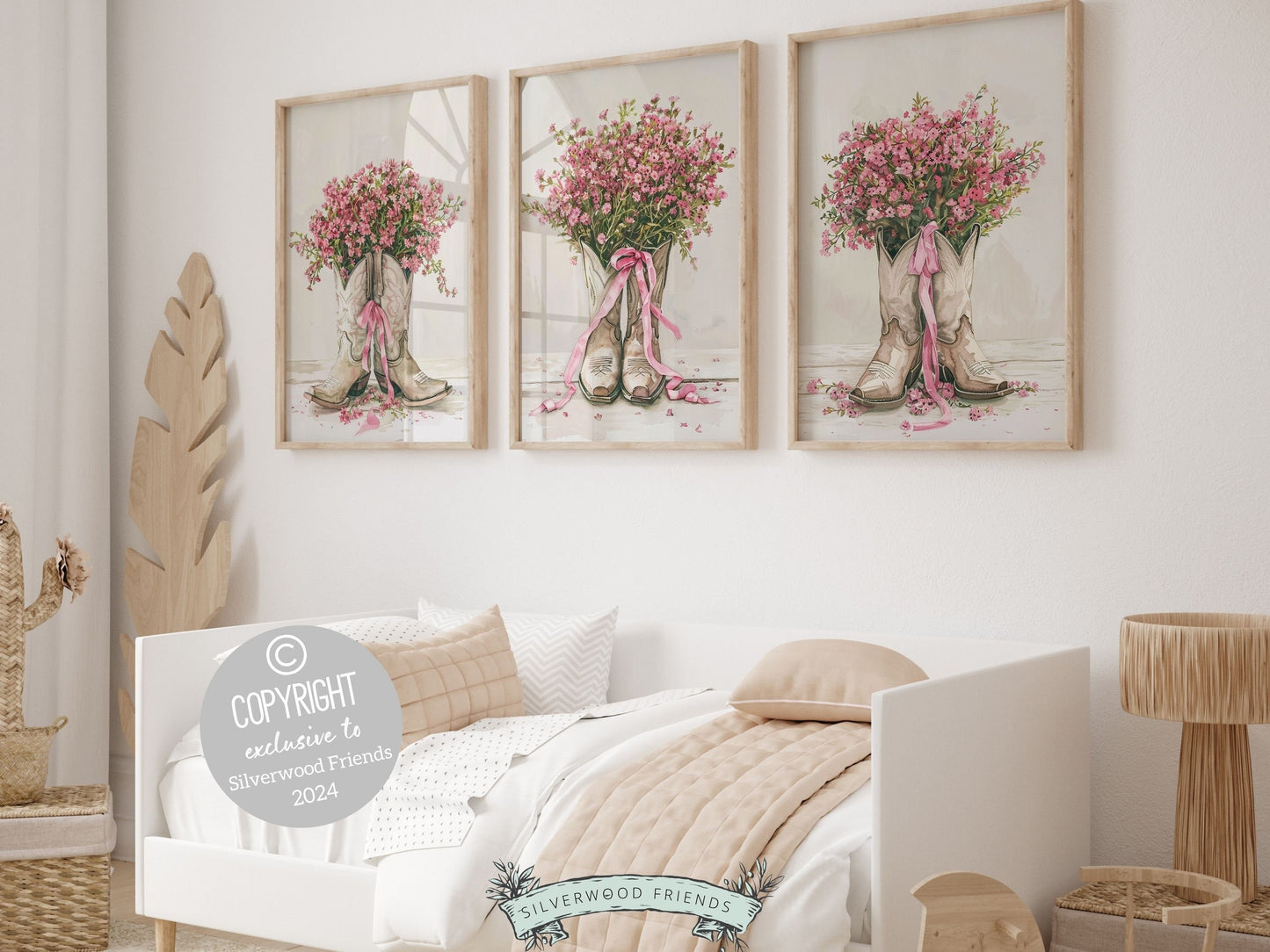 Cowgirl Boots Print, Cowgirl Nursery Decor, Floral Western Nursery Decor Coastal Cowgirl Aesthetic Trendy Dorm Room Wall Decor Digital Print