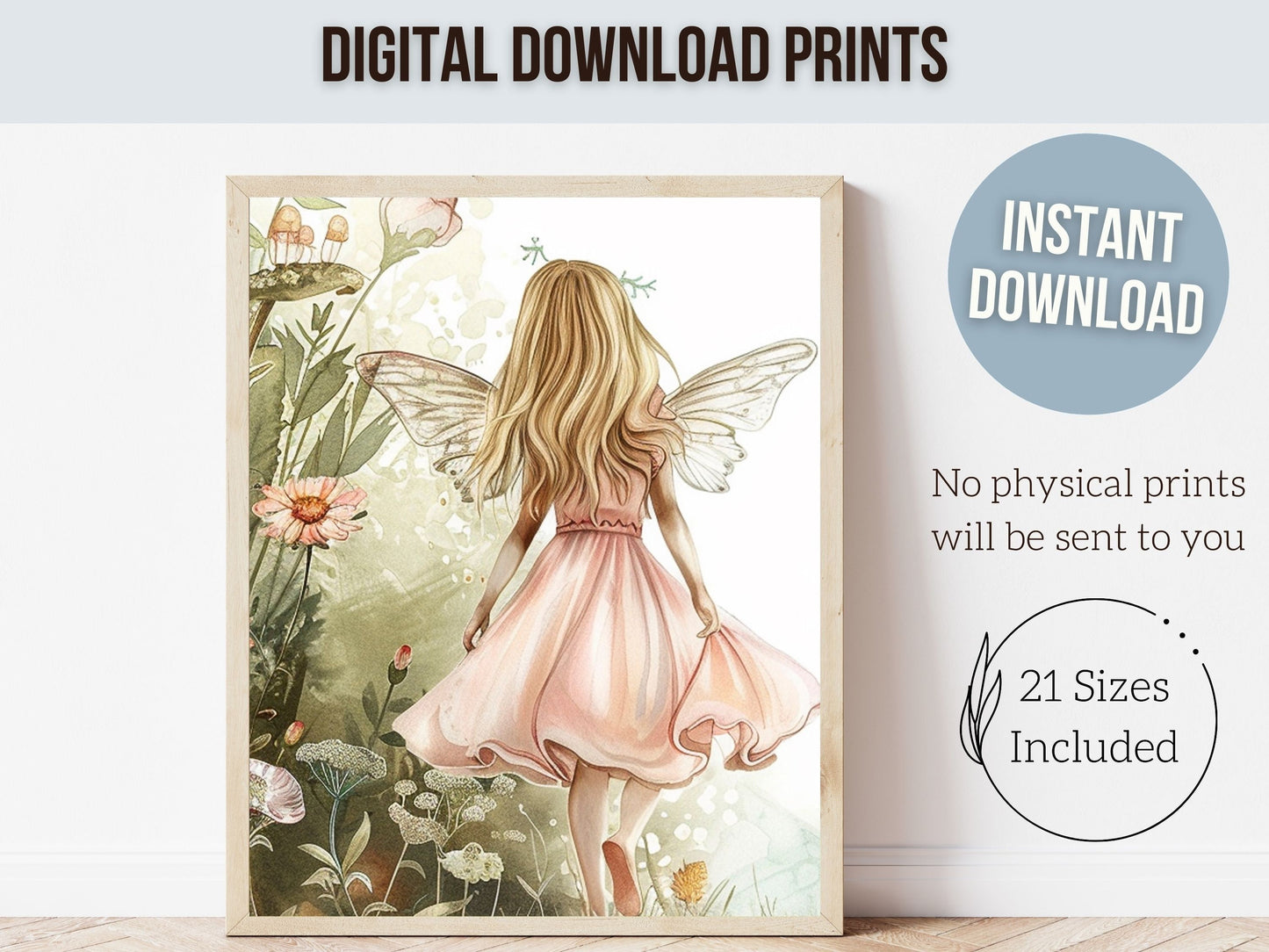 ORIGINAL Wildflower Fairy Garden Nursery Print Gift For Baby Girl Fairy Nursery Decor, Fairies Nursery Wall Art Toddler Room Digital Prints