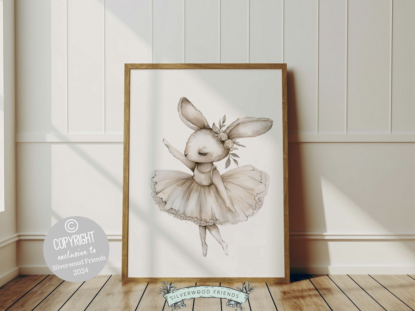 ORIGINAL Bunny Nursery Print Gift For Baby Girl Bunny Nursery Decor, Kids Ballet Bedroom Wall Decor Ballerina Nursery Digital Download Print