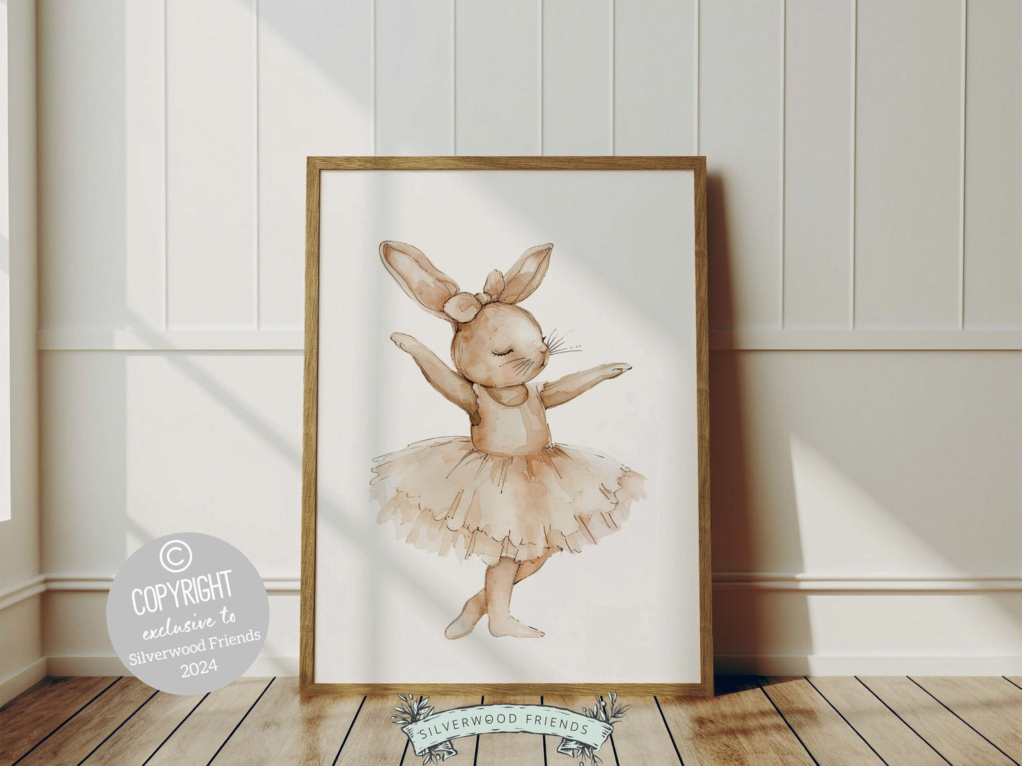 ORIGINAL Bunny Nursery Print Gift For Baby Girl Bunny Nursery Decor, Kids Ballet Bedroom Wall Decor Ballerina Bunny Nursery Digital Print