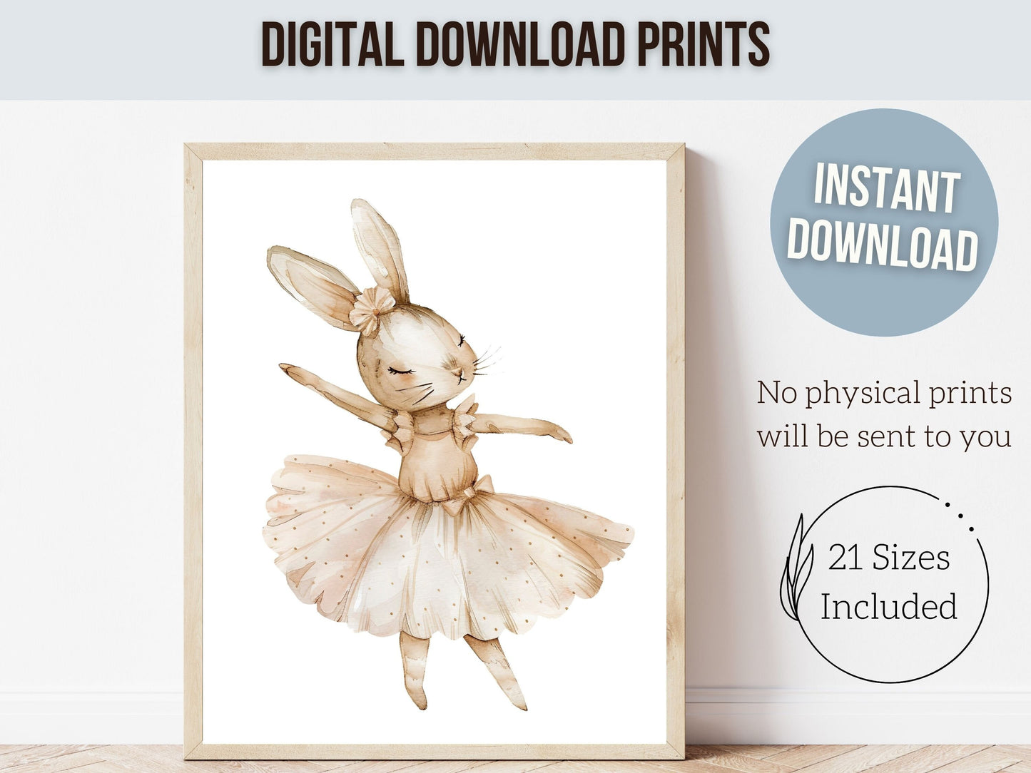 ORIGINAL Bunny Nursery Print Gift For Baby Girl Bunny Nursery Decor,Kids Ballet Room Wall Decor Ballerina Bunny Rabbit Nursery Digital Print