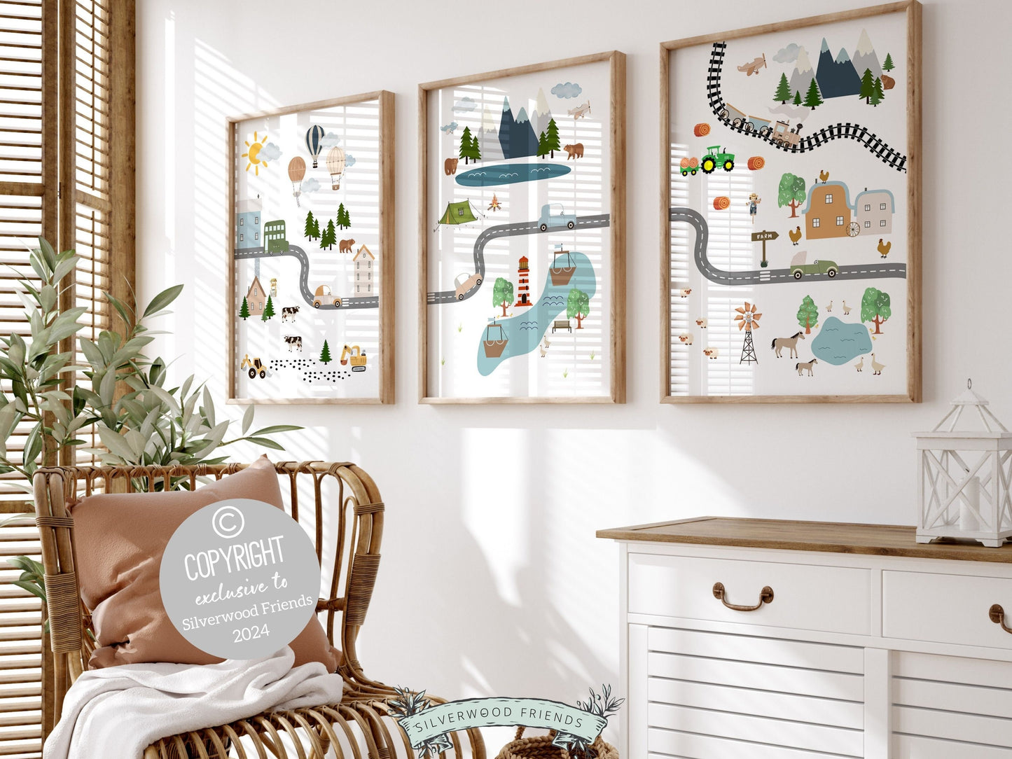Car Nursery Prints, Boys Car Nursery Decor, Toddler Room Wall Decor, Road Map Print, Boys Transport Nursery Wall Art Digital Download Prints