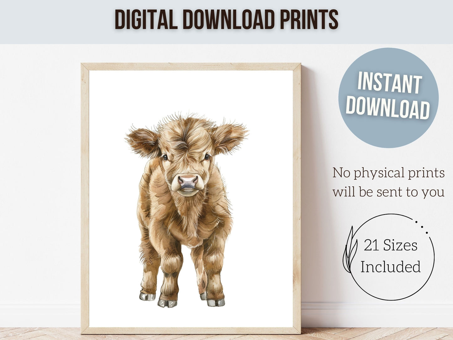 Highland Cow Nursery Print, Highland Cow Nursery Decor Gifts, Kids Farm Bedroom Wall Decor, Baby Farm Animal Nursery Digital Download Prints