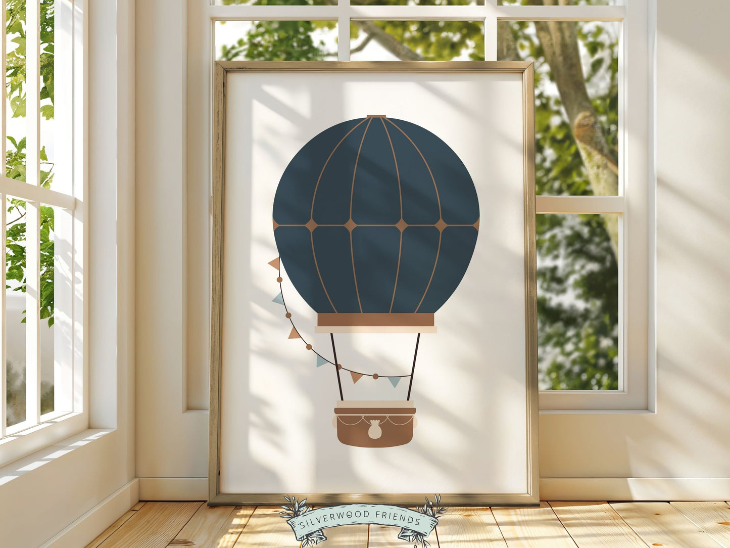 Hot Air Balloon Nursery Prints, Baby Boys Navy Blue Adventure Nursery Decor, Toddler Boys Transport Adventure Room Wall Decor Digital Prints