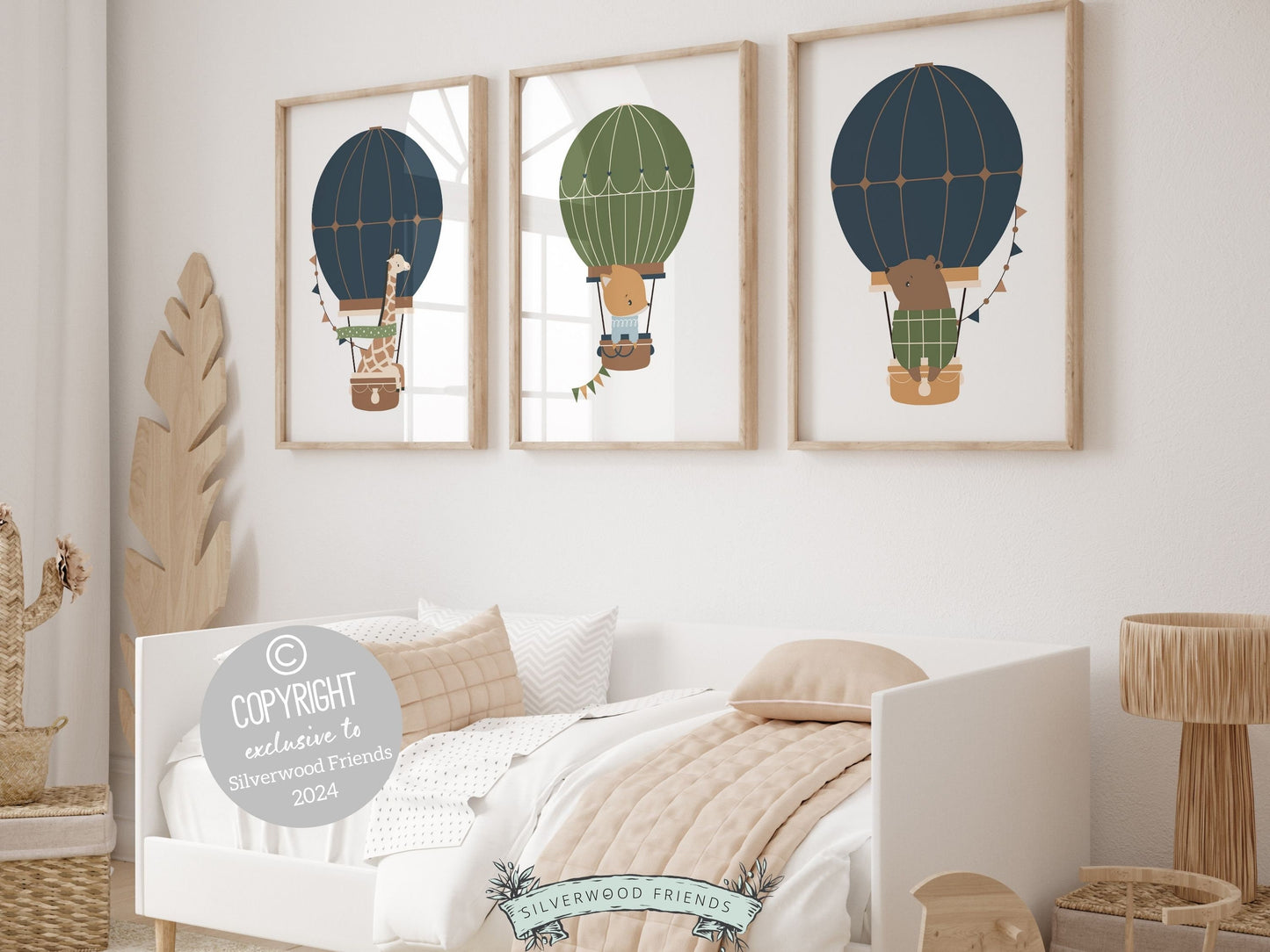 Hot Air Balloon Nursery Prints, Kids Woodland Animal Nursery Decor, Transport Nursery Wall Art, Boys Adventure Room Wall Decor Digital Print