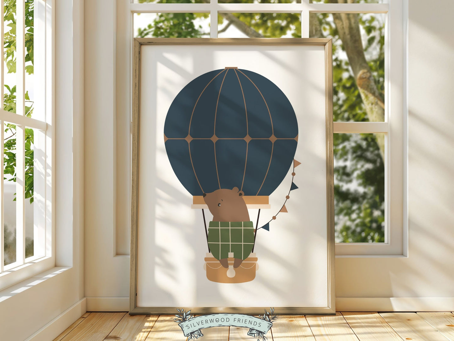 Hot Air Balloon Nursery Prints, Kids Woodland Animal Nursery Decor, Transport Nursery Wall Art, Boys Adventure Room Wall Decor Digital Print