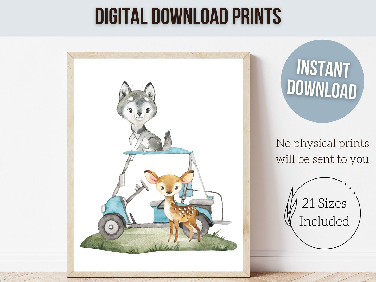 Boys Blue Golf Nursery Prints, Boys Blue Golf Nursery Decor, Toddler Boy Sport Room Wall Decor, Animals Playing Golf Picture Digital Print