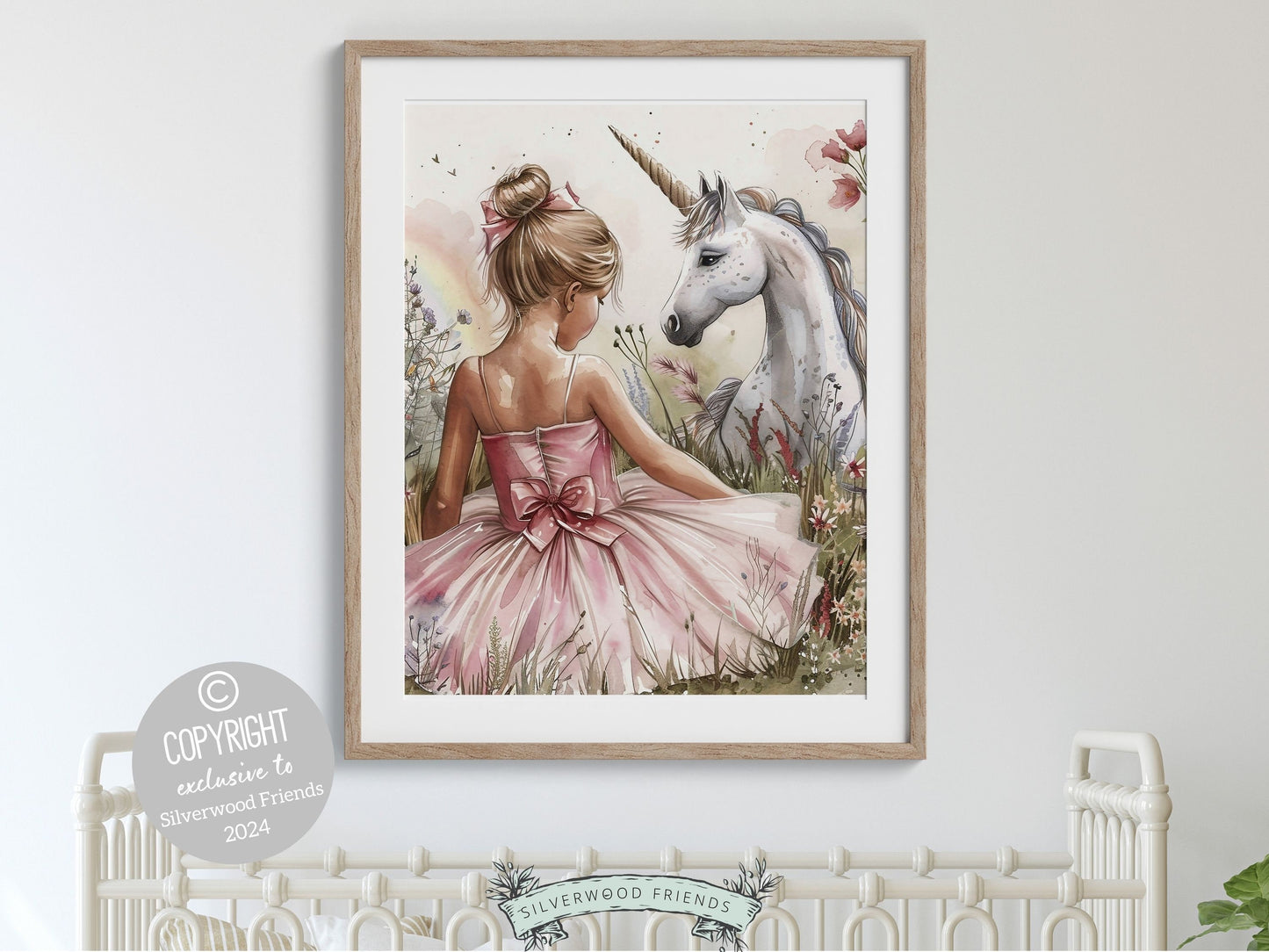 Baby Girl Unicorn Nursery Print, Unicorn Ballerina Nursery Decor, Wildflower Nursery Wall Art, Floral Ballet Fantasy Nursery Digital Print