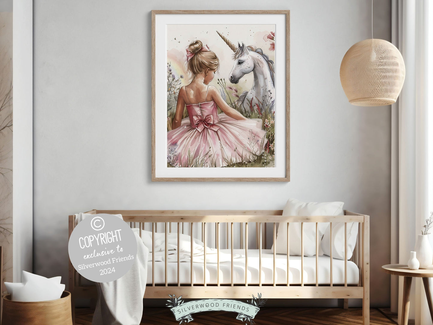 Baby Girl Unicorn Nursery Print, Unicorn Ballerina Nursery Decor, Wildflower Nursery Wall Art, Floral Ballet Fantasy Nursery Digital Print