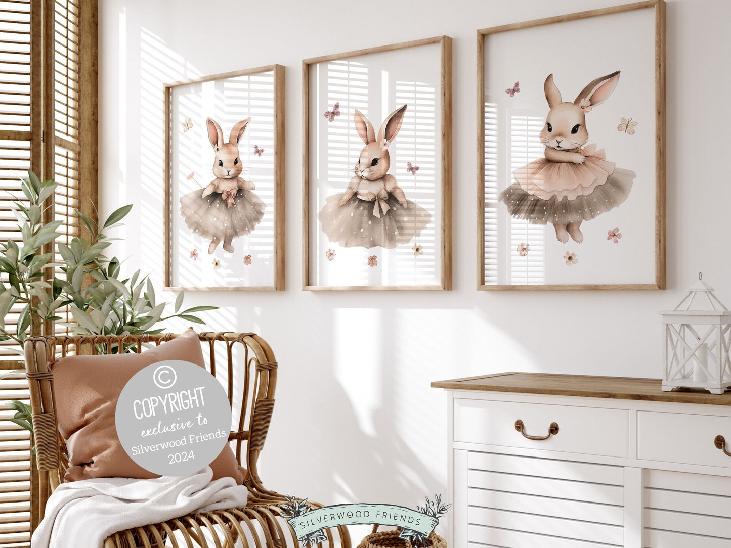 ORIGINAL Bunny Nursery Print Gift For Baby Girl Bunny Wildflower Nursery Decor, Kids Ballet Bedroom Ballerina Bunny Nursery Digital Print