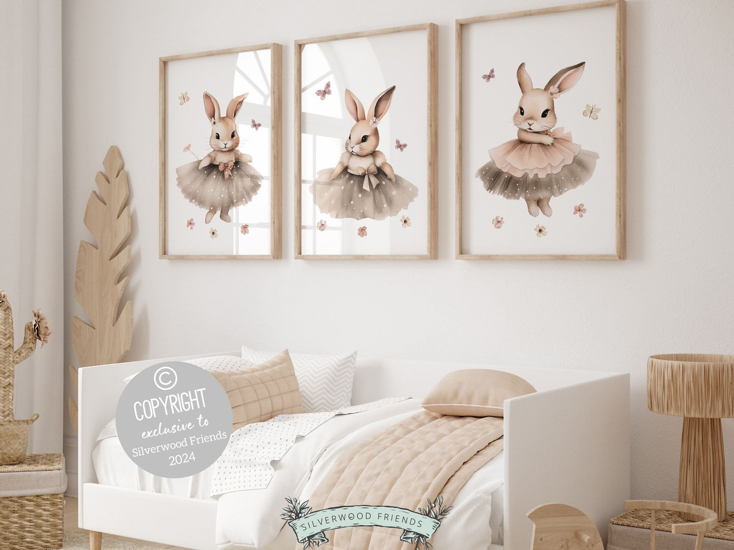 ORIGINAL Bunny Nursery Print Gift For Baby Girl Bunny Wildflower Nursery Decor, Kids Ballet Bedroom Ballerina Bunny Nursery Digital Print