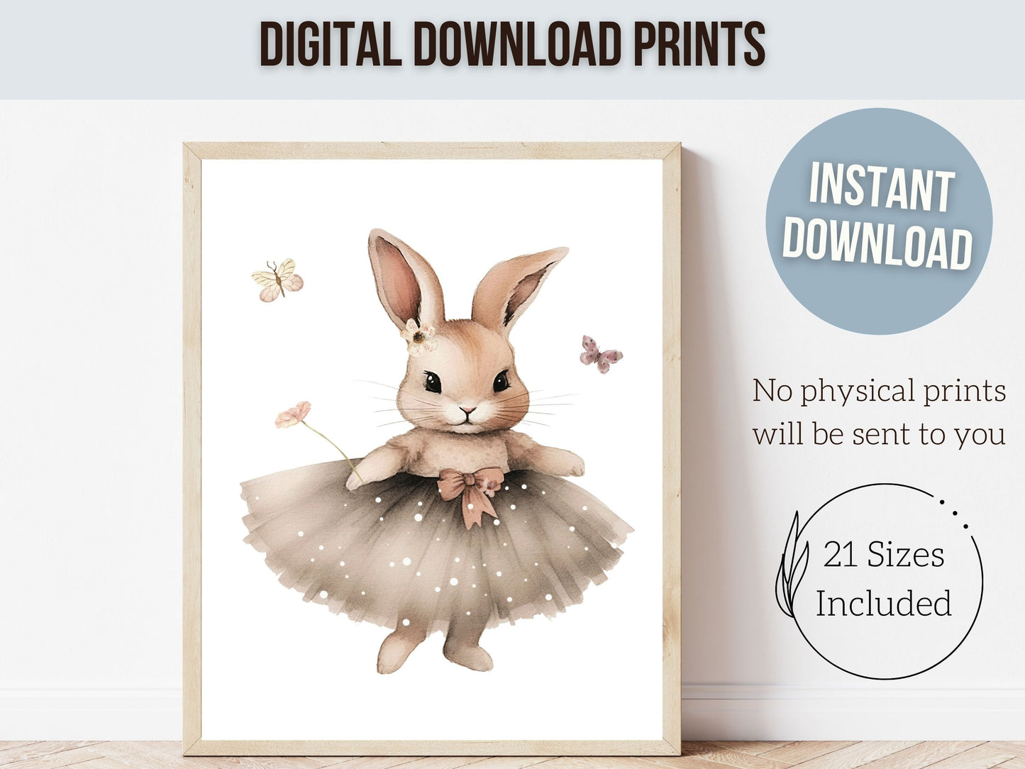 ORIGINAL Bunny Nursery Print Gift For Baby Girl Bunny Wildflower Nursery Decor, Kids Ballet Room Decor Ballerina Bunny Nursery Digital Print