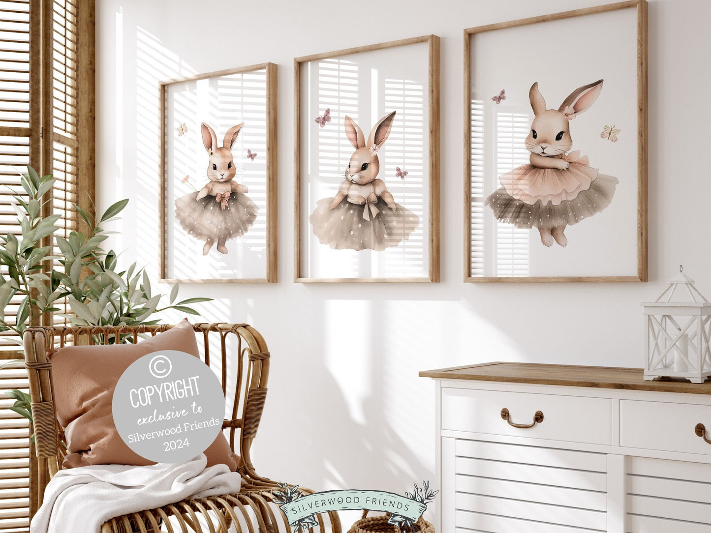 ORIGINAL Bunny Nursery Print Gift For Baby Girl Bunny Wildflower Nursery Decor, Kids Ballet Room Decor Ballerina Bunny Nursery Digital Print