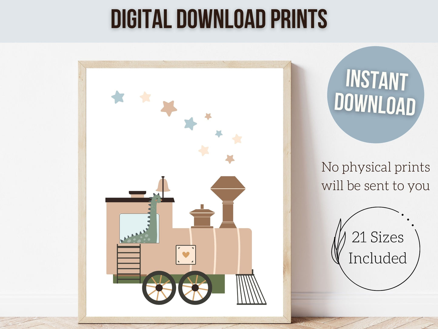 Dinosaur Nursery Prints, Transport Nursery, Dinosaur Playroom Print Set, Toddler Boys Room Decor, Baby Boys Dino Train Nursery Digital Print