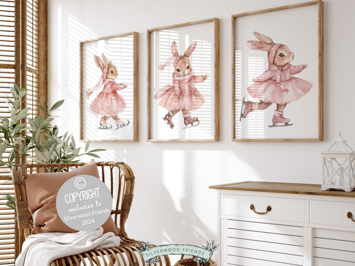 Figure Skating Print, Baby Girl's Bunny Nursery Prints, Ballerina Bunny Nursery Decor, Ice Skating Gift Girls Sport Room Decor Digital Print