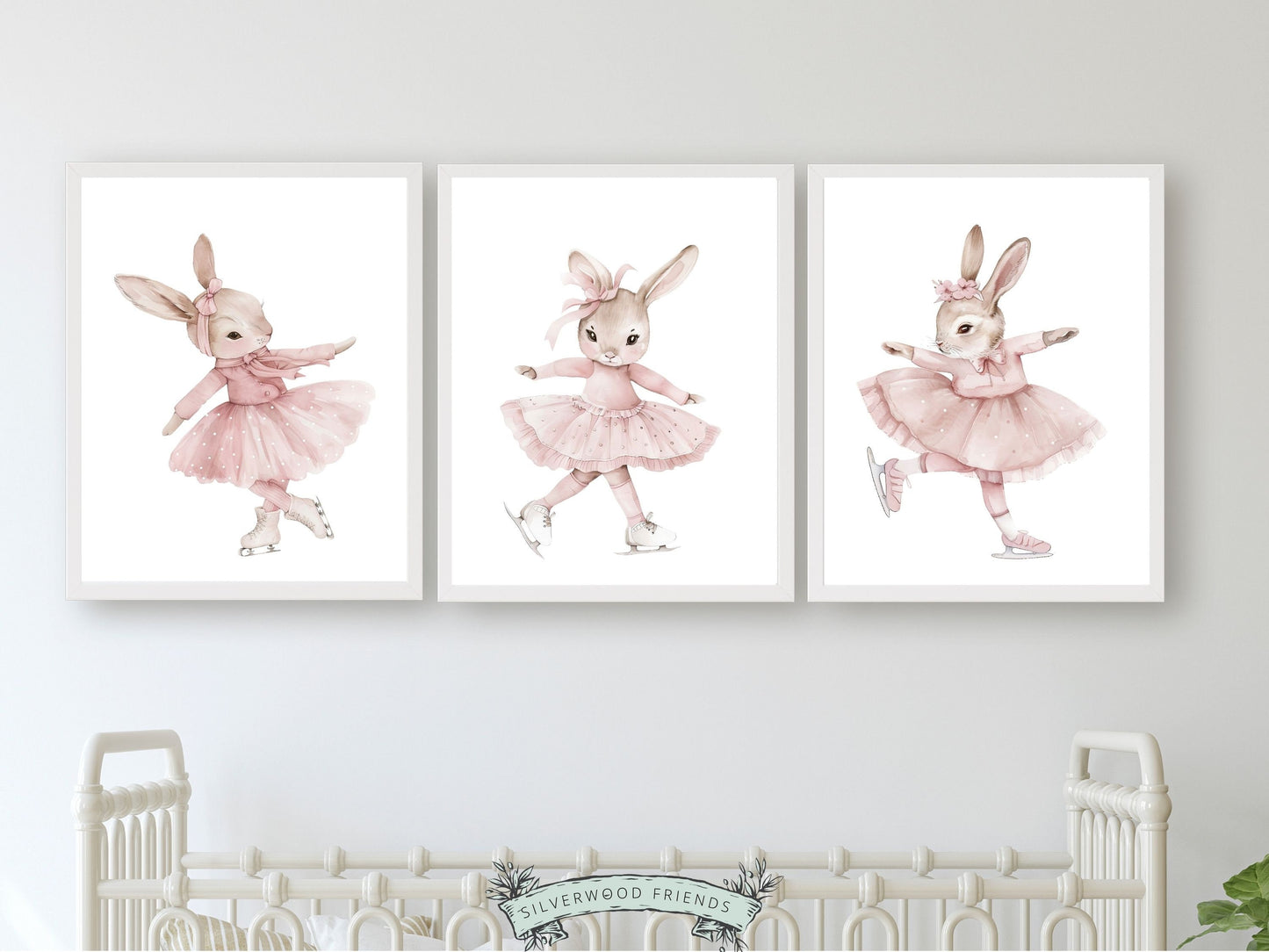 Figure Skating Bunny Nursery Print, Baby Girl Nursery Print, Ballerina Bunny Nursery Decor, Ice Skating Gift Girls Sport Room Digital Print
