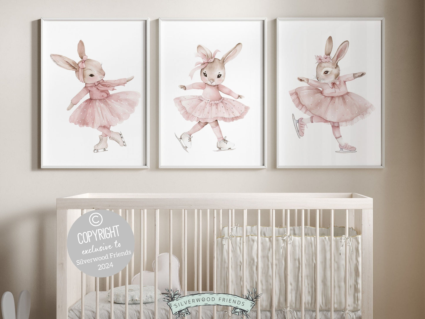 Figure Skating Bunny Nursery Print, Baby Girl Nursery Print, Ballerina Bunny Nursery Decor, Ice Skating Gift Girls Sport Room Digital Print