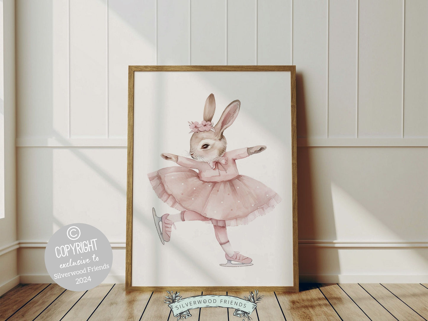 Figure Skating Bunny Nursery Print, Baby Girl Nursery Print, Ballerina Bunny Nursery Decor, Ice Skating Gift Girls Sport Room Digital Print