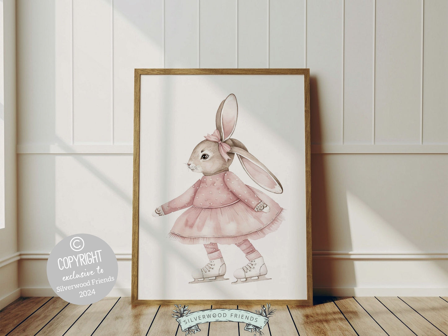 Figure Skating Bunny Nursery Print, Baby Girl Nursery Print, Ballerina Bunny Nursery Decor, Ice Skating Gift Girls Sport Room Digital Print