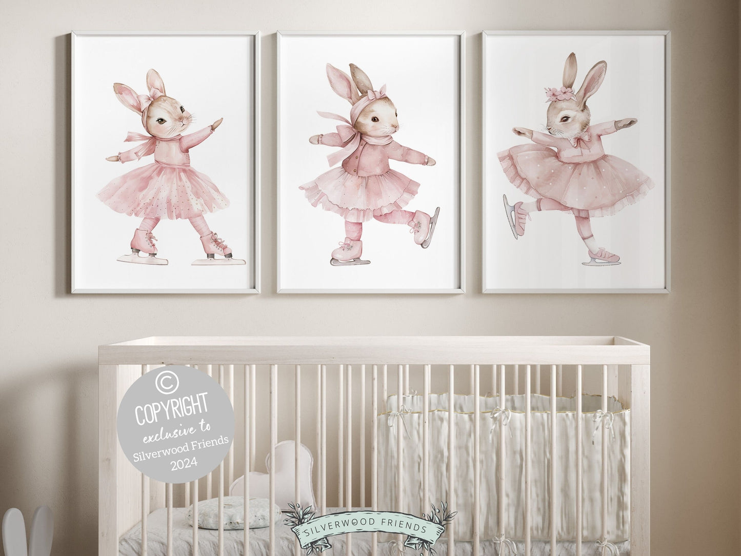 Figure Skating Bunny Nursery Print, Baby Girl Nursery Print, Ballerina Bunny Nursery Decor, Ice Skating Gift Girls Sport Room Digital Print