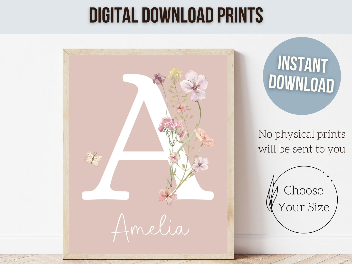 Bunny Nursery Prints, Floral Bunny Nursery Wall Art, Wildflower Bunny Rabbit Nursery Decor Girl,Baby Girl Floral Bunny Nursery Digital Print
