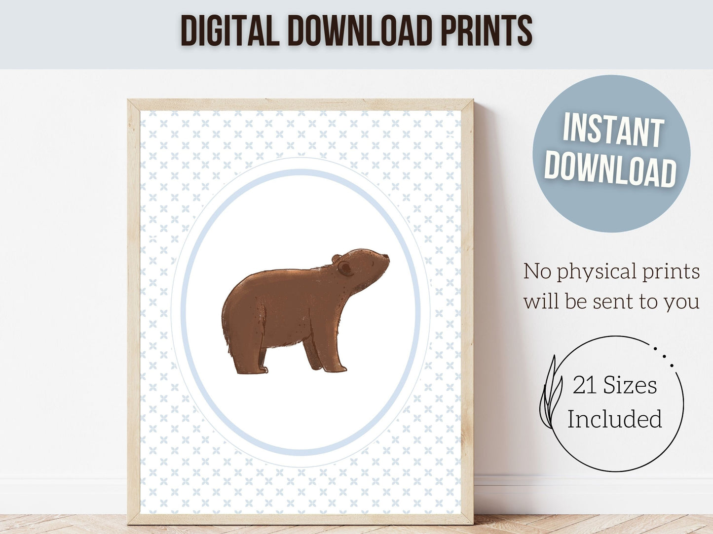 Bear Nursery Print, Brown Bear Neutral Nursery Decor, Teddy Bear Nursery Wall Art, Woodland Bear Nursery Poster, Baby Bear Digital Prints