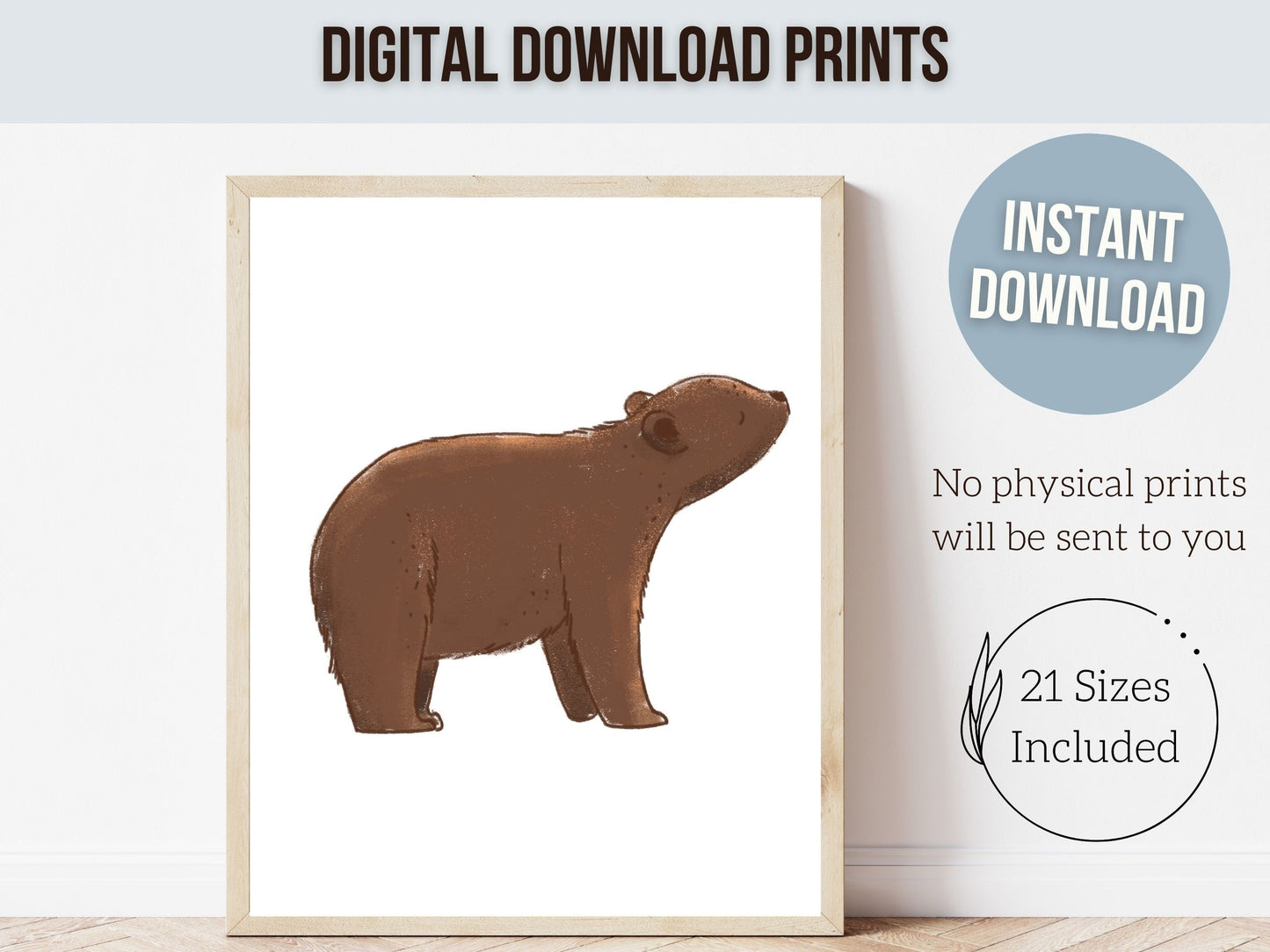 Bear Nursery Prints, Brown Bear Neutral Nursery Decor, Teddy Bear Nursery Wall Art, Woodland Bear Nursery Poster, Baby Bear Digital Prints