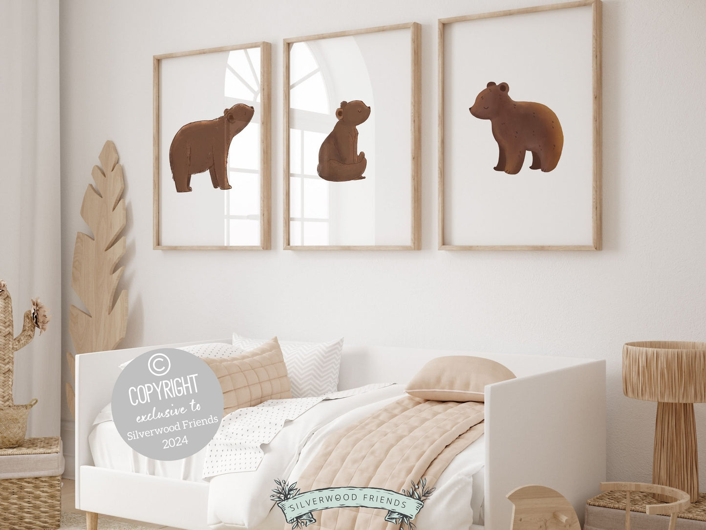 Bear Nursery Prints, Brown Bear Neutral Nursery Decor, Teddy Bear Nursery Wall Art, Woodland Bear Nursery Poster, Baby Bear Digital Prints